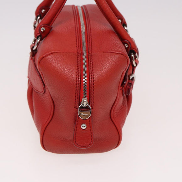 Salvatore Ferragamo Gancini Hand Bag Leather 2way Red Auth 78767