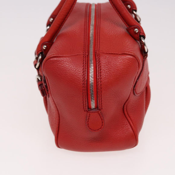 Salvatore Ferragamo Gancini Hand Bag Leather 2way Red Auth 78767
