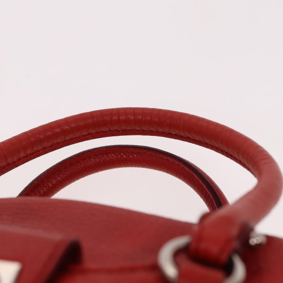 Salvatore Ferragamo Gancini Hand Bag Leather 2way Red Auth 78767