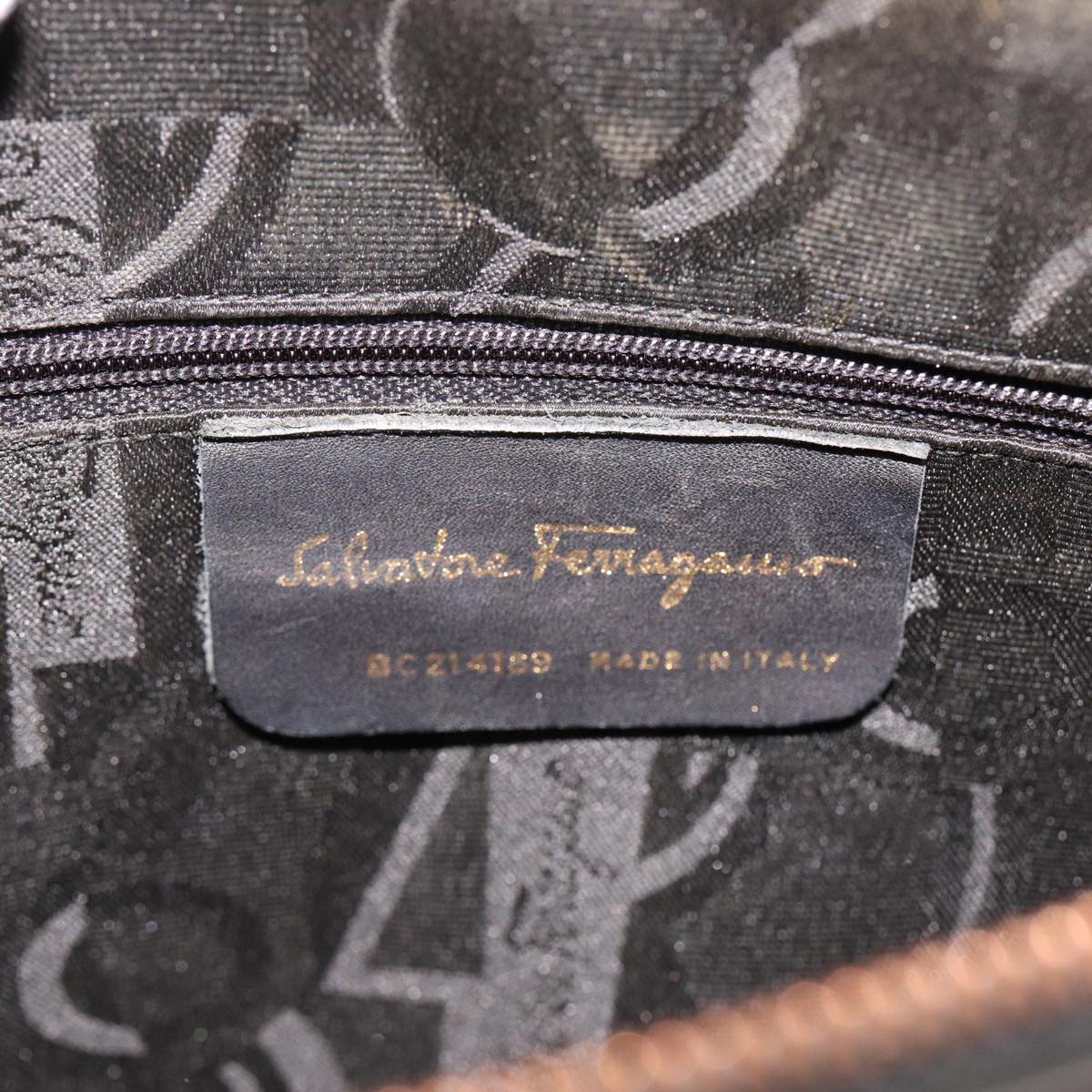 Salvatore Ferragamo Gancini Tote Bag Leather Black Auth 78768