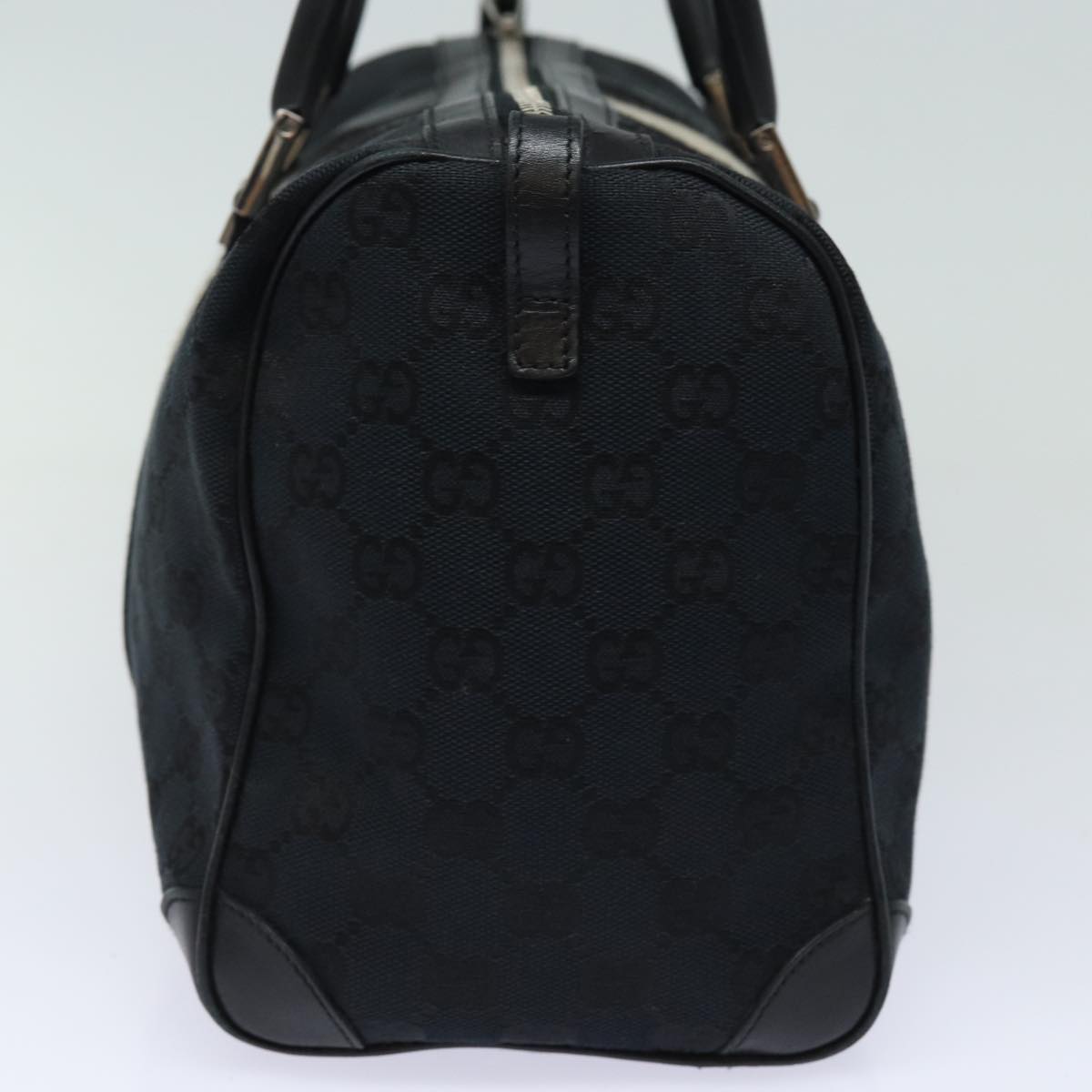 GUCCI GG Canvas Sherry Line Boston Bag Black White 000 0846 Auth 78778