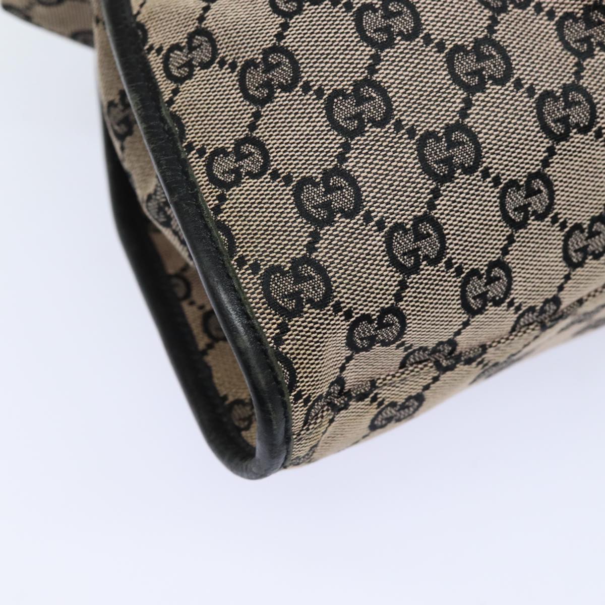 GUCCI GG Canvas Hand Bag Beige Black 76554 Auth 78779