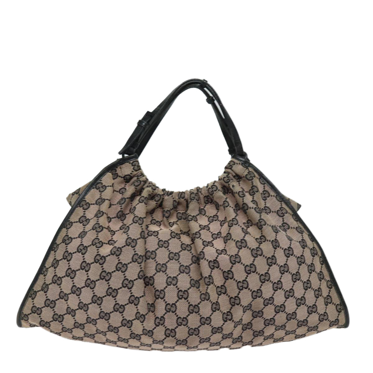 GUCCI GG Canvas Hand Bag Beige Black 76554 Auth 78779 - 0