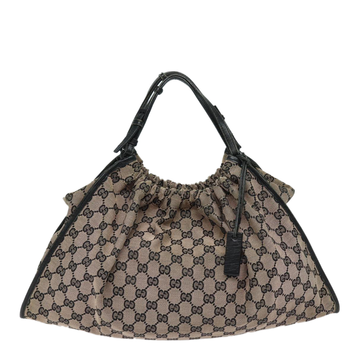 GUCCI GG Canvas Hand Bag Beige Black 76554 Auth 78779