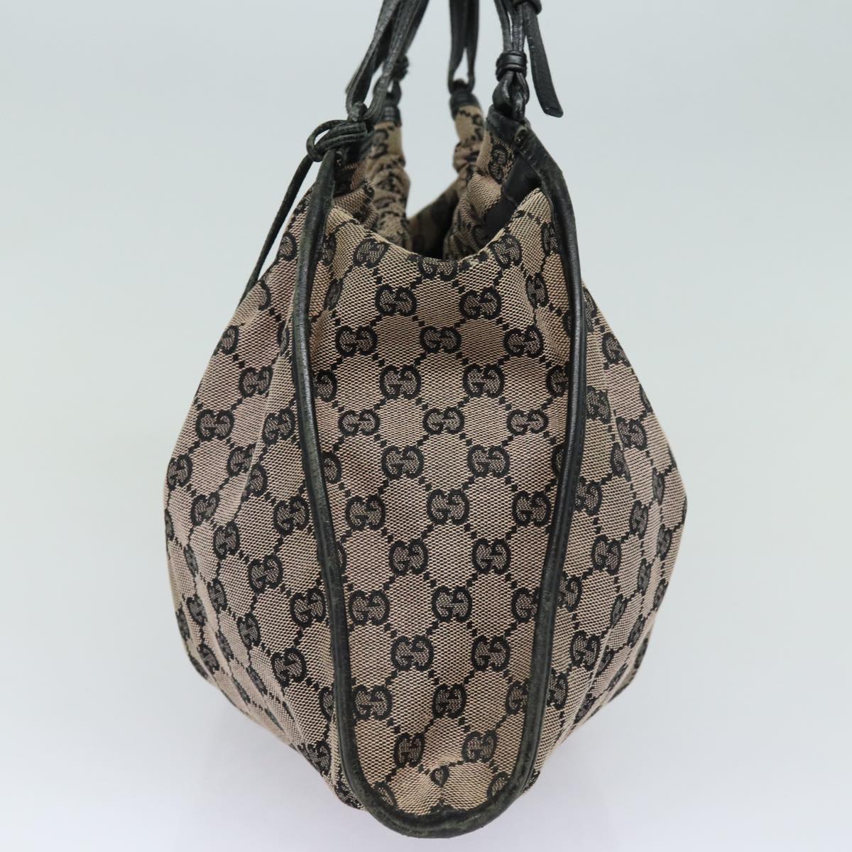 GUCCI GG Canvas Hand Bag Beige Black 76554 Auth 78779