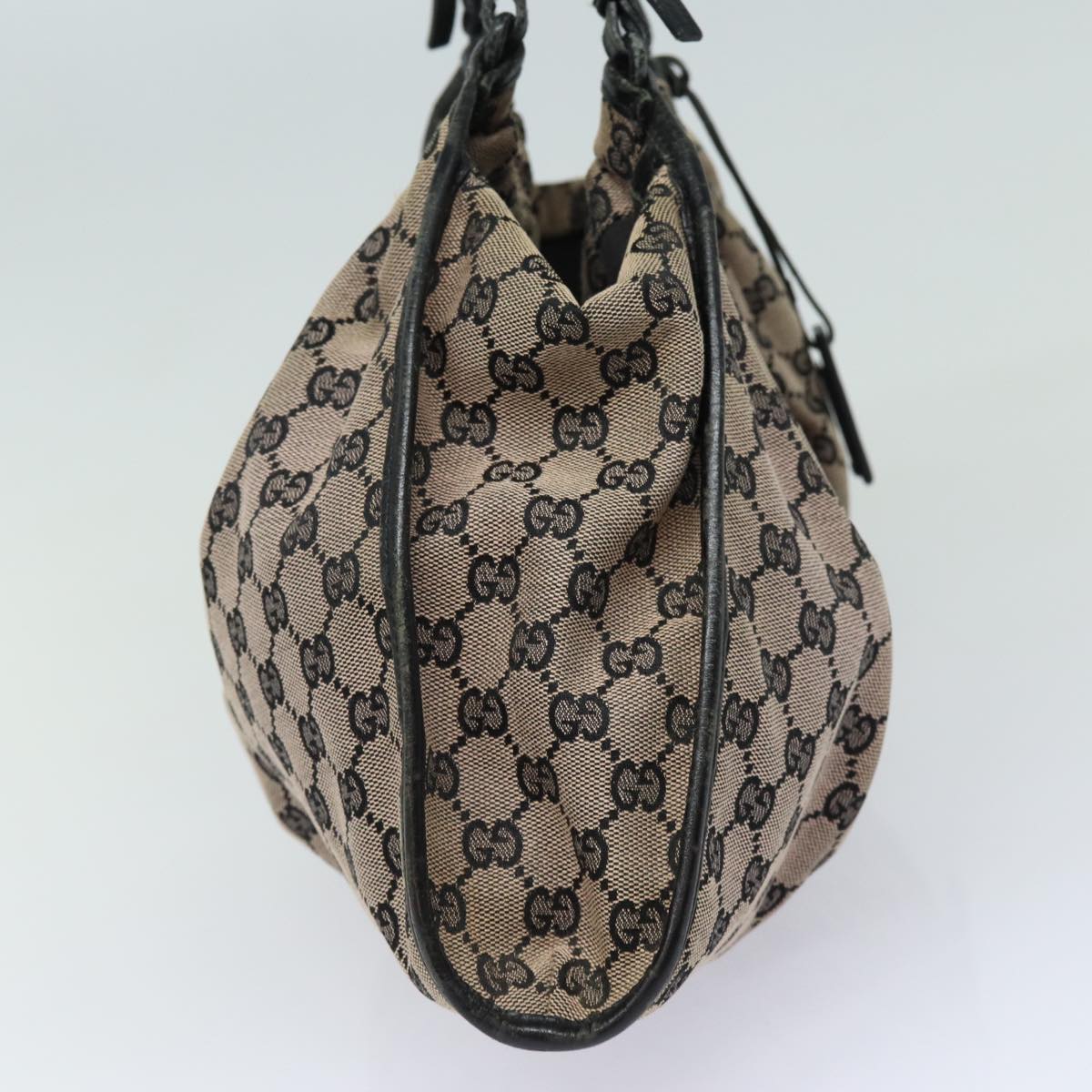 GUCCI GG Canvas Hand Bag Beige Black 76554 Auth 78779