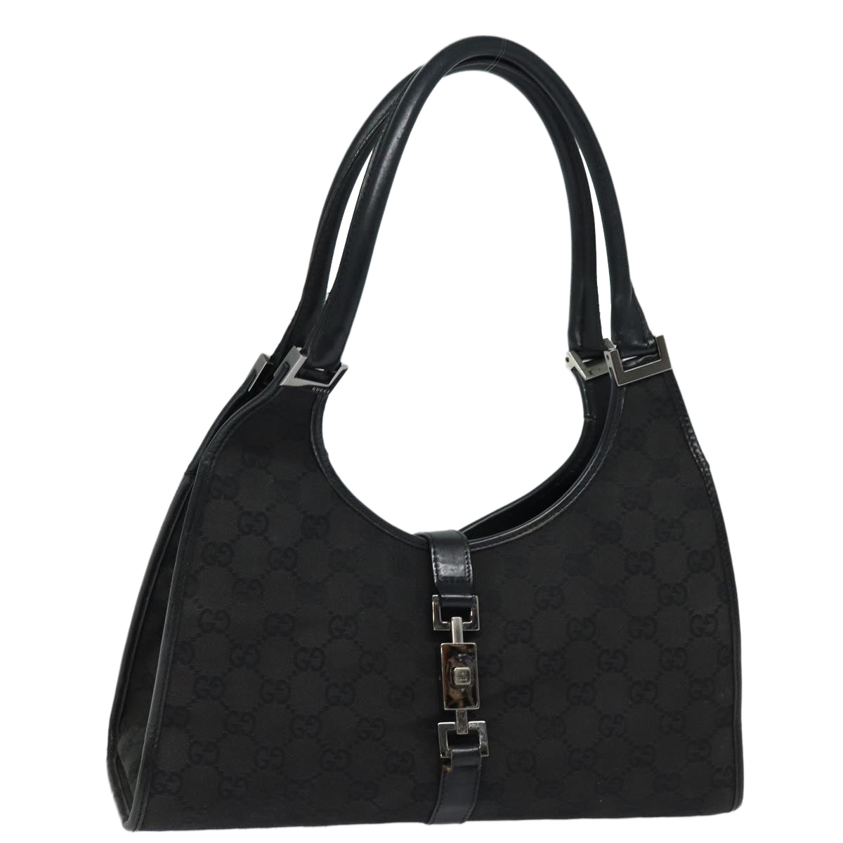 GUCCI Jackie GG Canvas Hand Bag Black 01719 Auth 78799