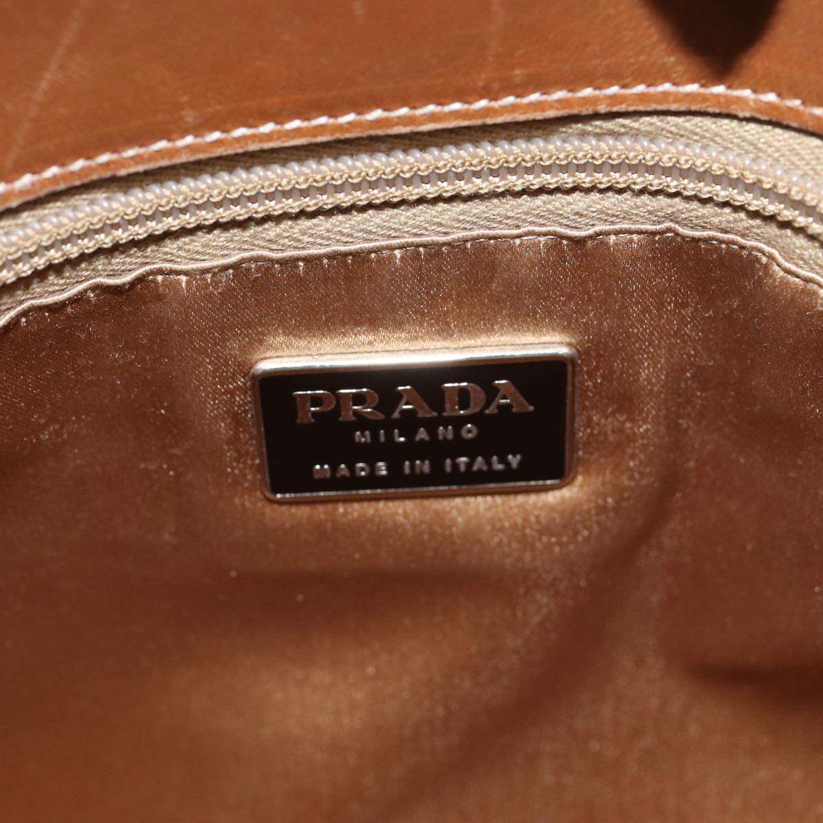 PRADA Hand Bag Leather Brown Auth 78801