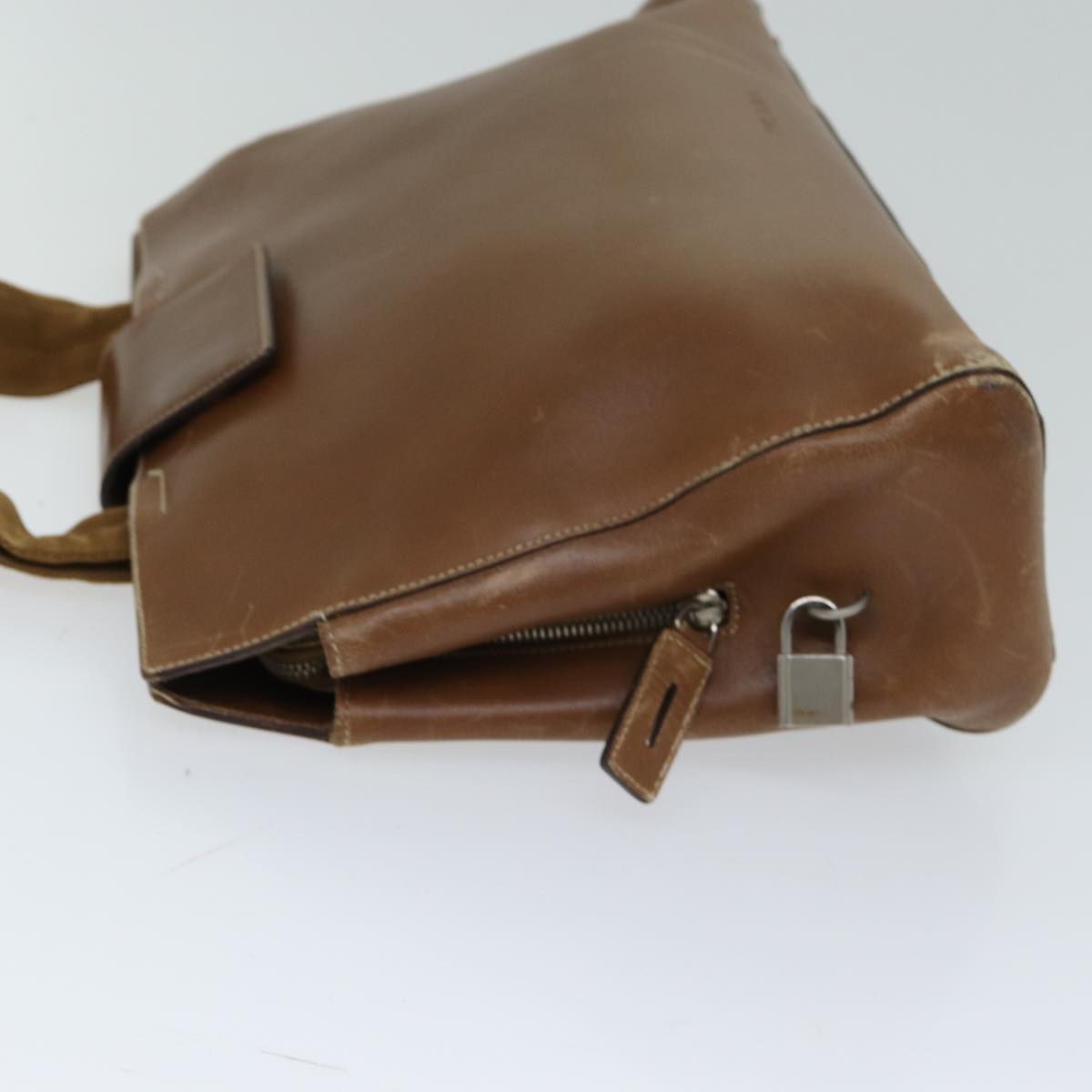 PRADA Hand Bag Leather Brown Auth 78801