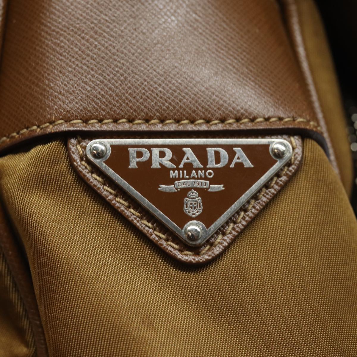 PRADA Shoulder Bag Nylon Brown Auth 78815