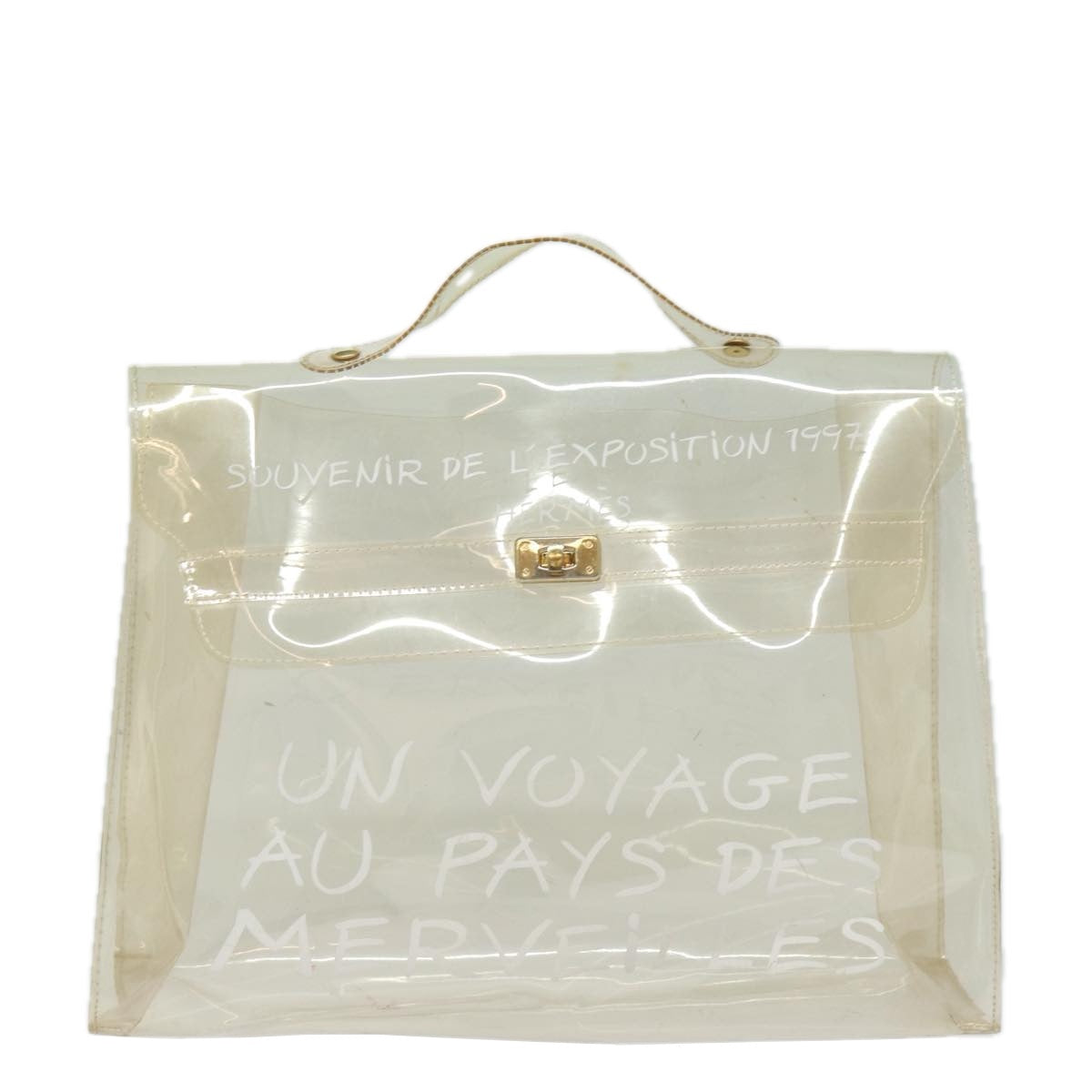 HERMES Vinyl Kelly Hand Bag Vinyl Clear Auth 78821 - 0