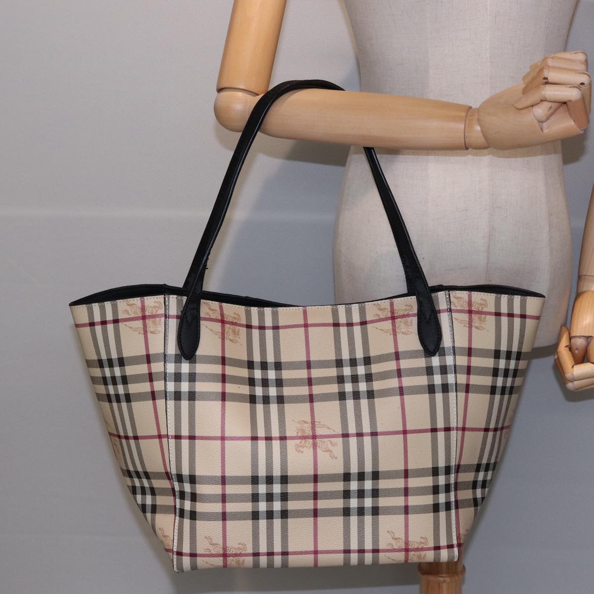 BURBERRY Nova Check Tote Bag PVC Beige Auth 78828