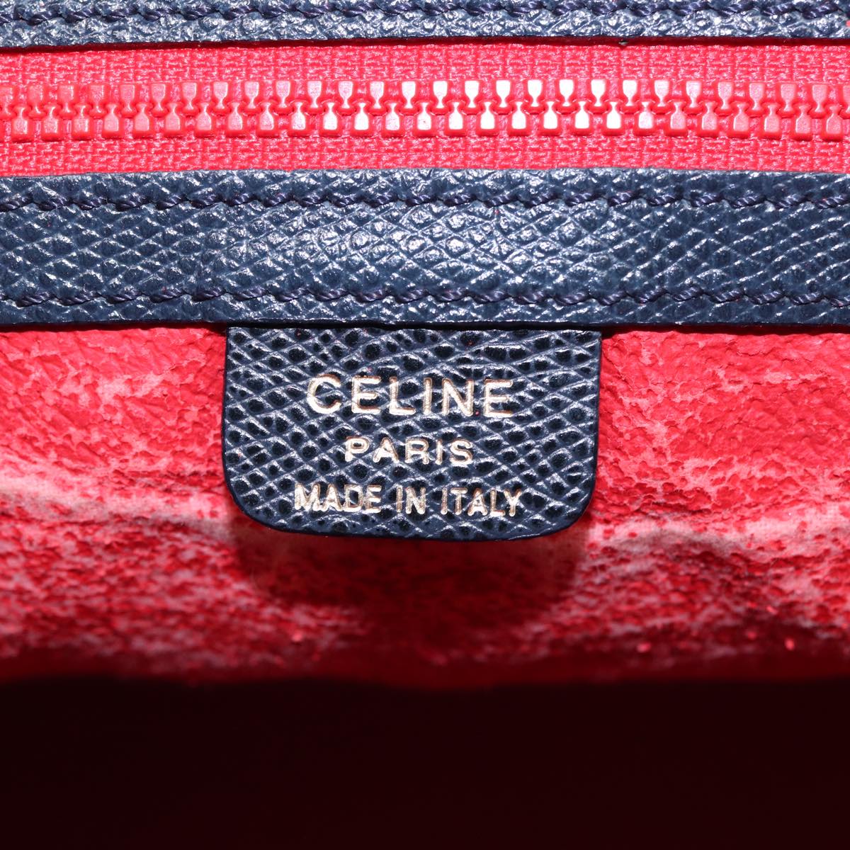 CELINE Hand Bag Leather Navy Auth 78830