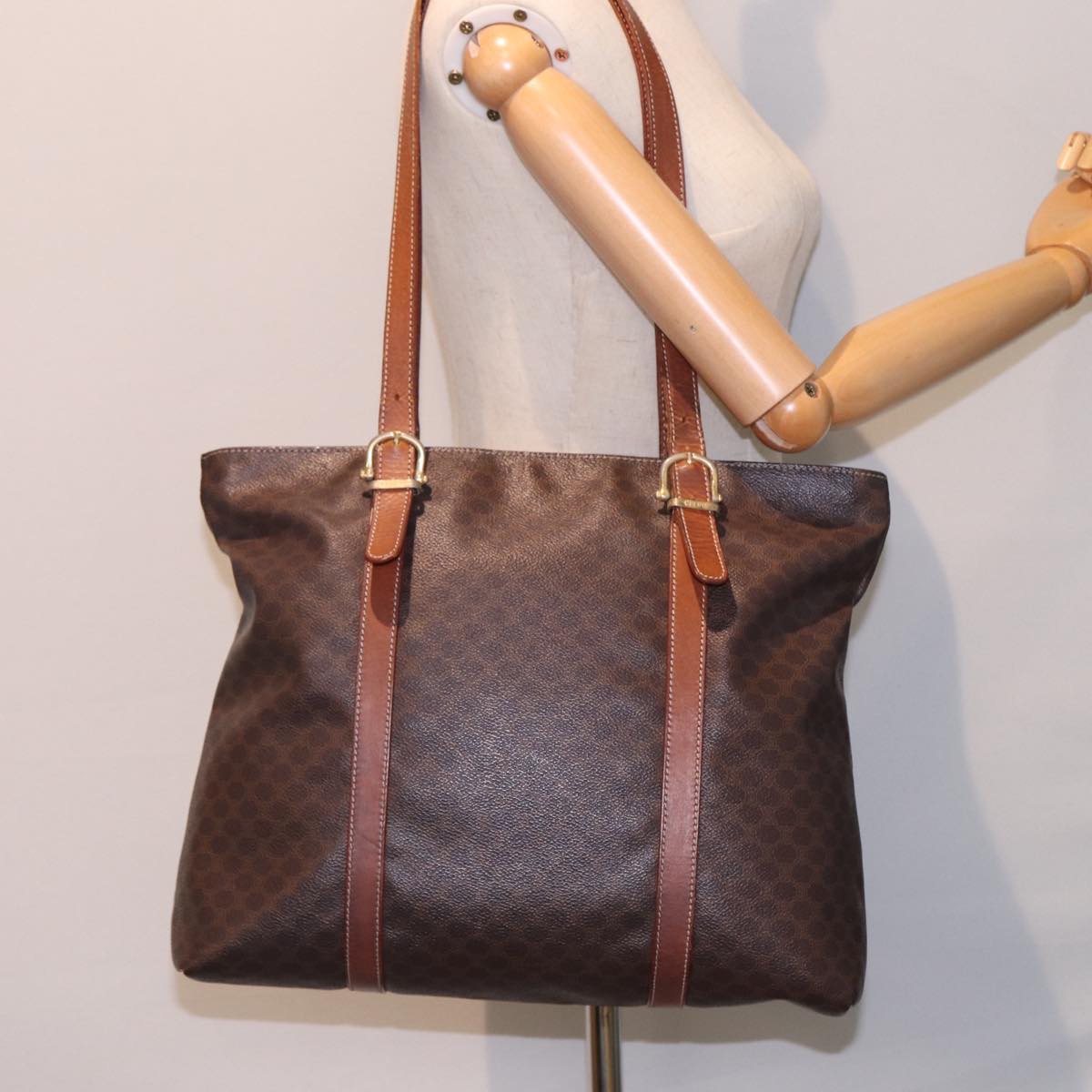 CELINE Macadam Canvas Tote Bag PVC Brown Auth 78833