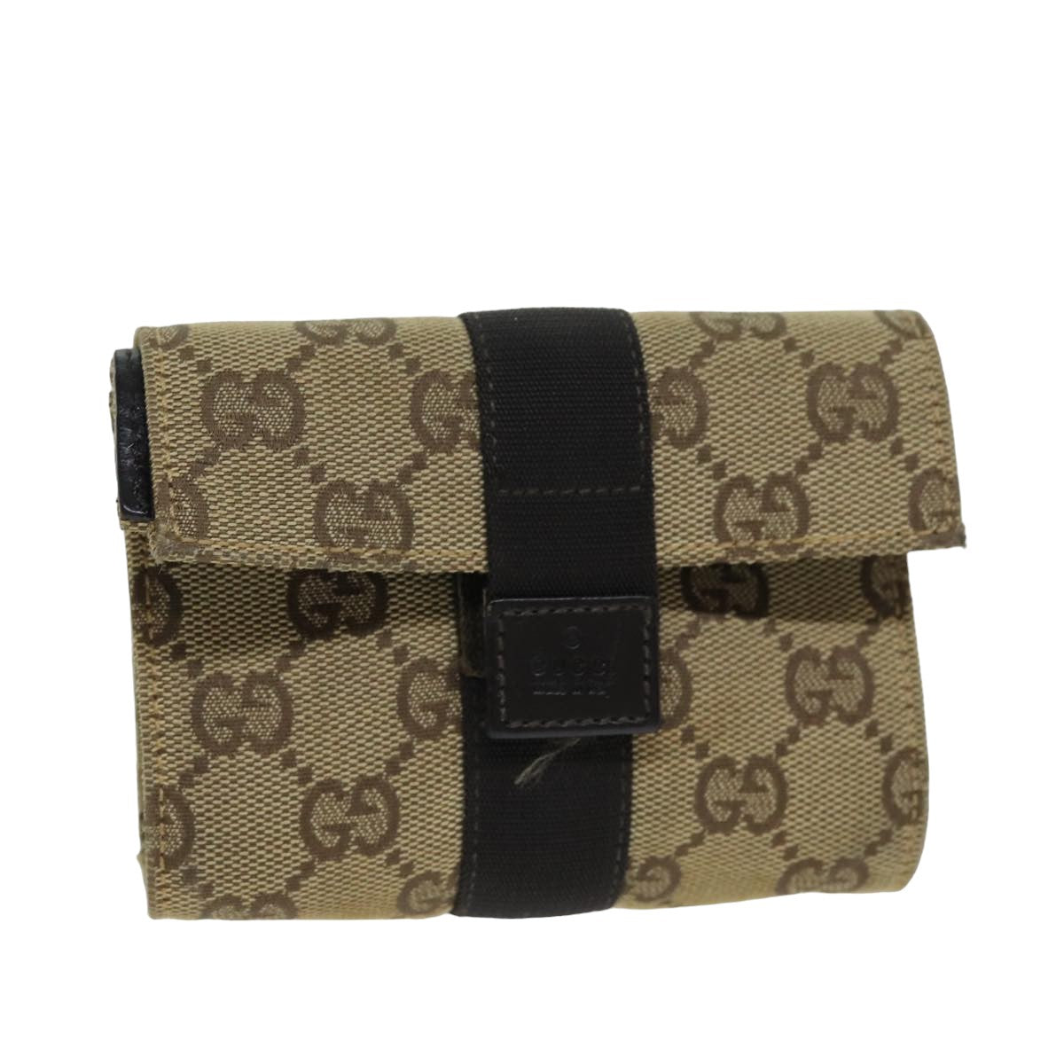 GUCCI GG Canvas Pouch Beige Auth 78836