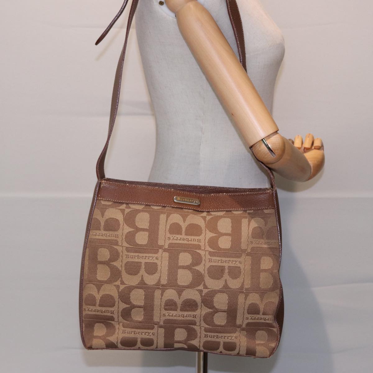 Burberrys Shoulder Bag Canvas Brown Auth 78848