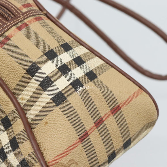 Burberrys Nova Check Shoulder Bag PVC Leather Beige Auth 78850