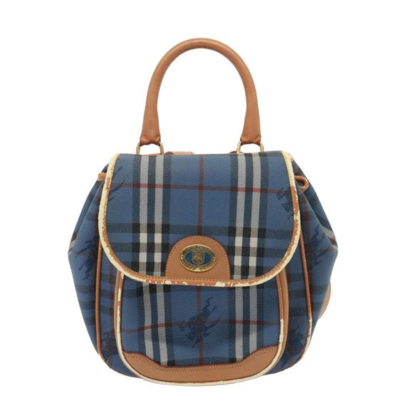 Burberrys Nova Check Shoulder Bag PVC Leather Blue Auth 78851