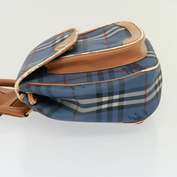Burberry Nova Check Schultertasche PVC Leder Blau Auth 78851