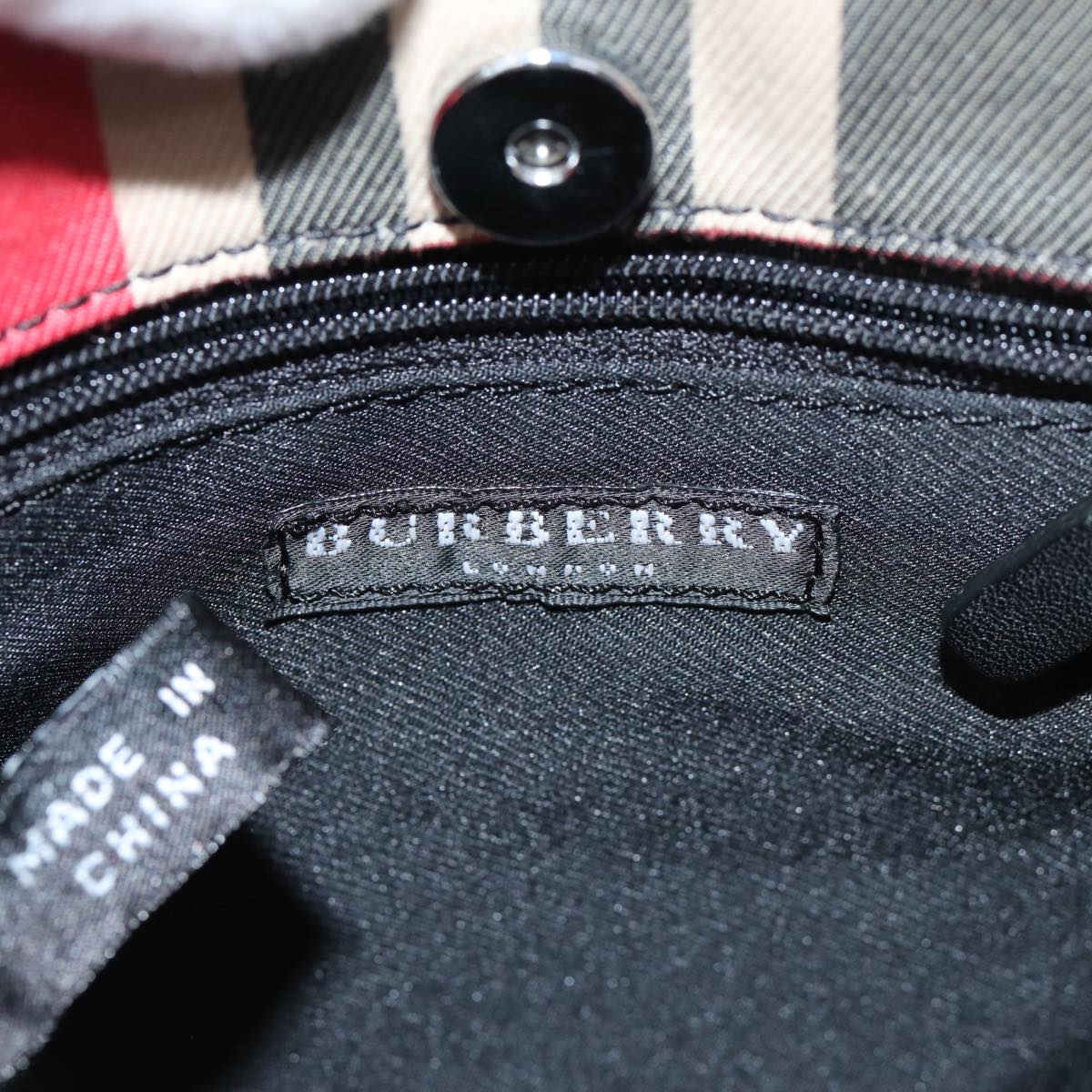 BURBERRY Nova Check Hand Bag Canvas Red Auth 78853