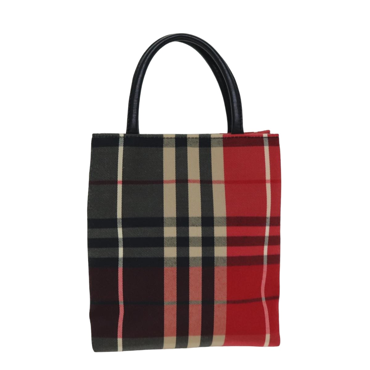 BURBERRY Nova Check Hand Bag Canvas Red Auth 78853 - 0