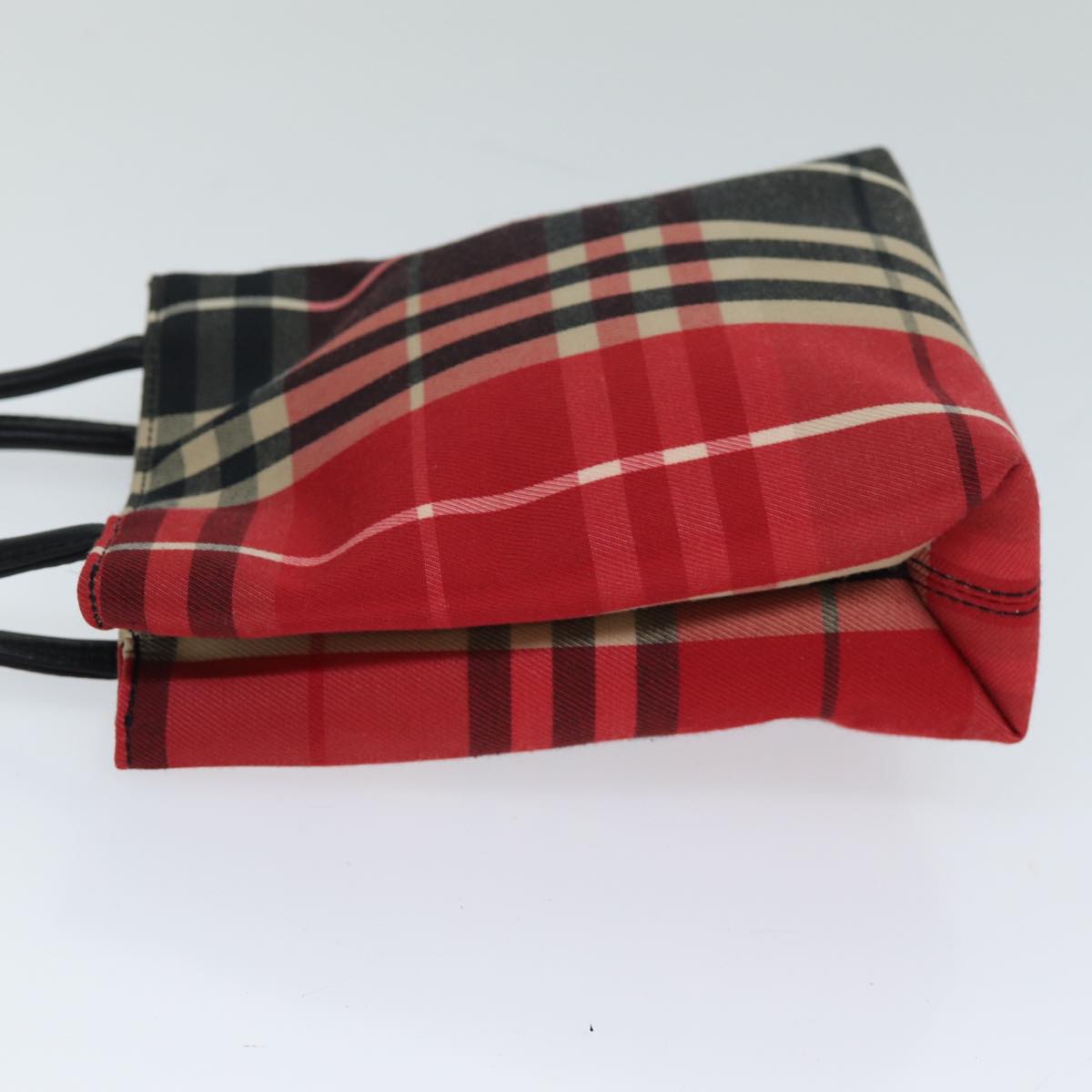 BURBERRY Nova Check Hand Bag Canvas Red Auth 78853