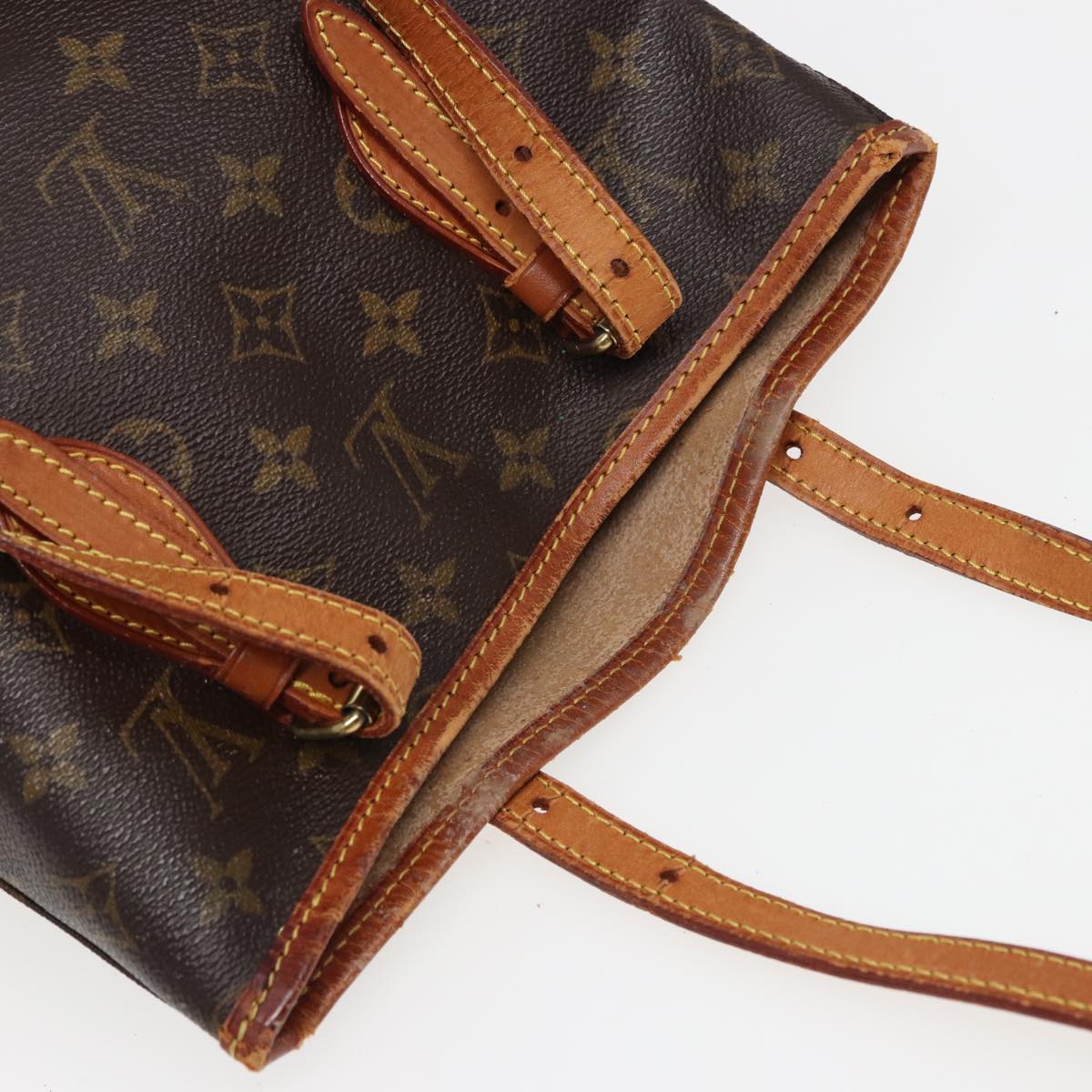 LOUIS VUITTON Monogram Bucket PM Shoulder Bag M42238 LV Auth 78858