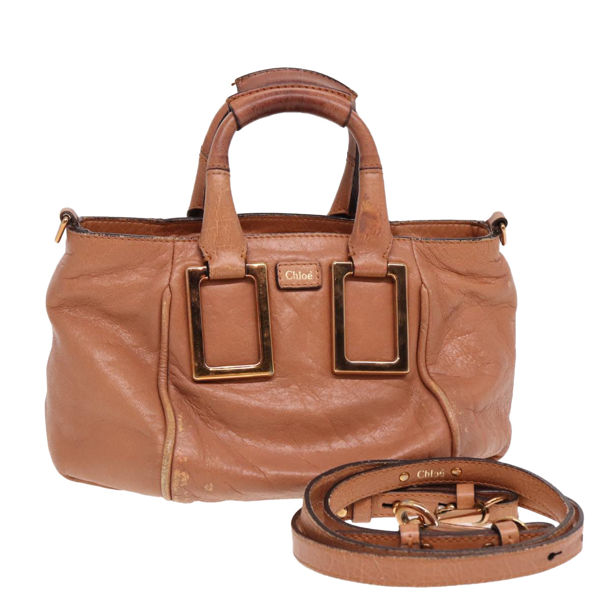 Chloe Hand Bag Leather 2way Beige Auth 78860