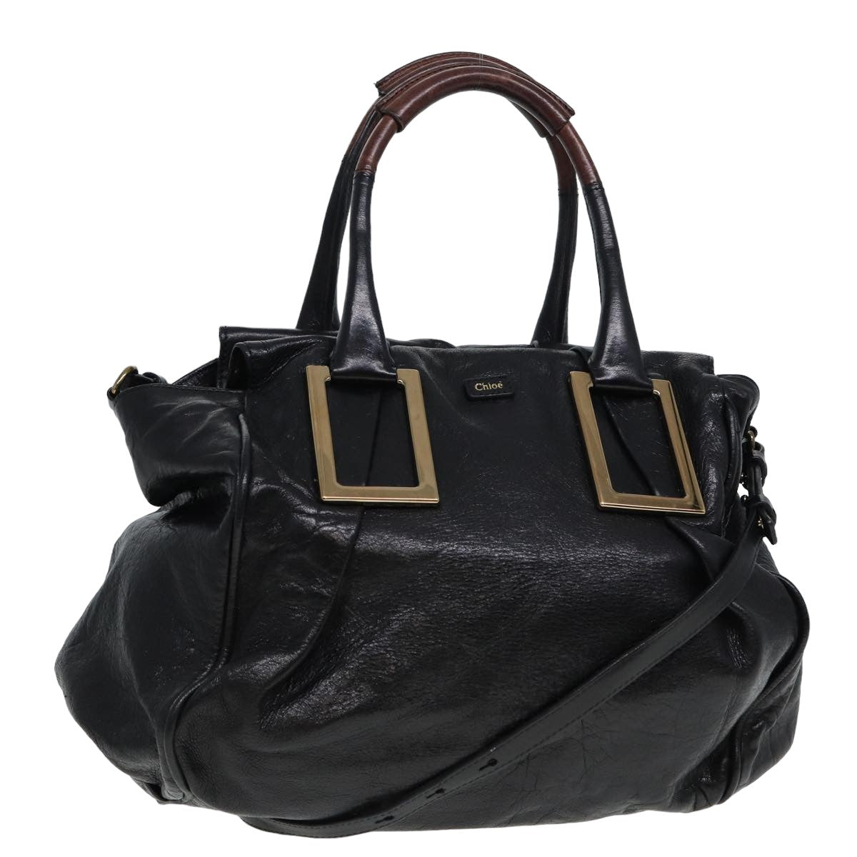 Chloe Etel Hand Bag Leather 2way Black Auth 78862