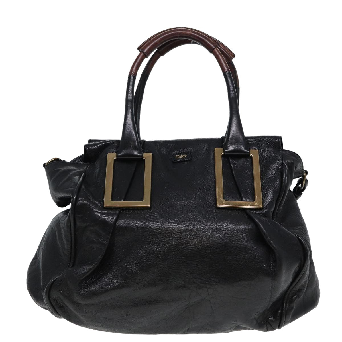 Chloe Etel Hand Bag Leather 2way Black Auth 78862