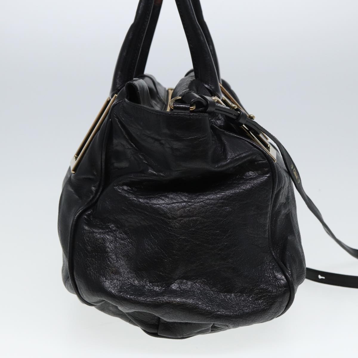 Chloe Etel Hand Bag Leather 2way Black Auth 78862