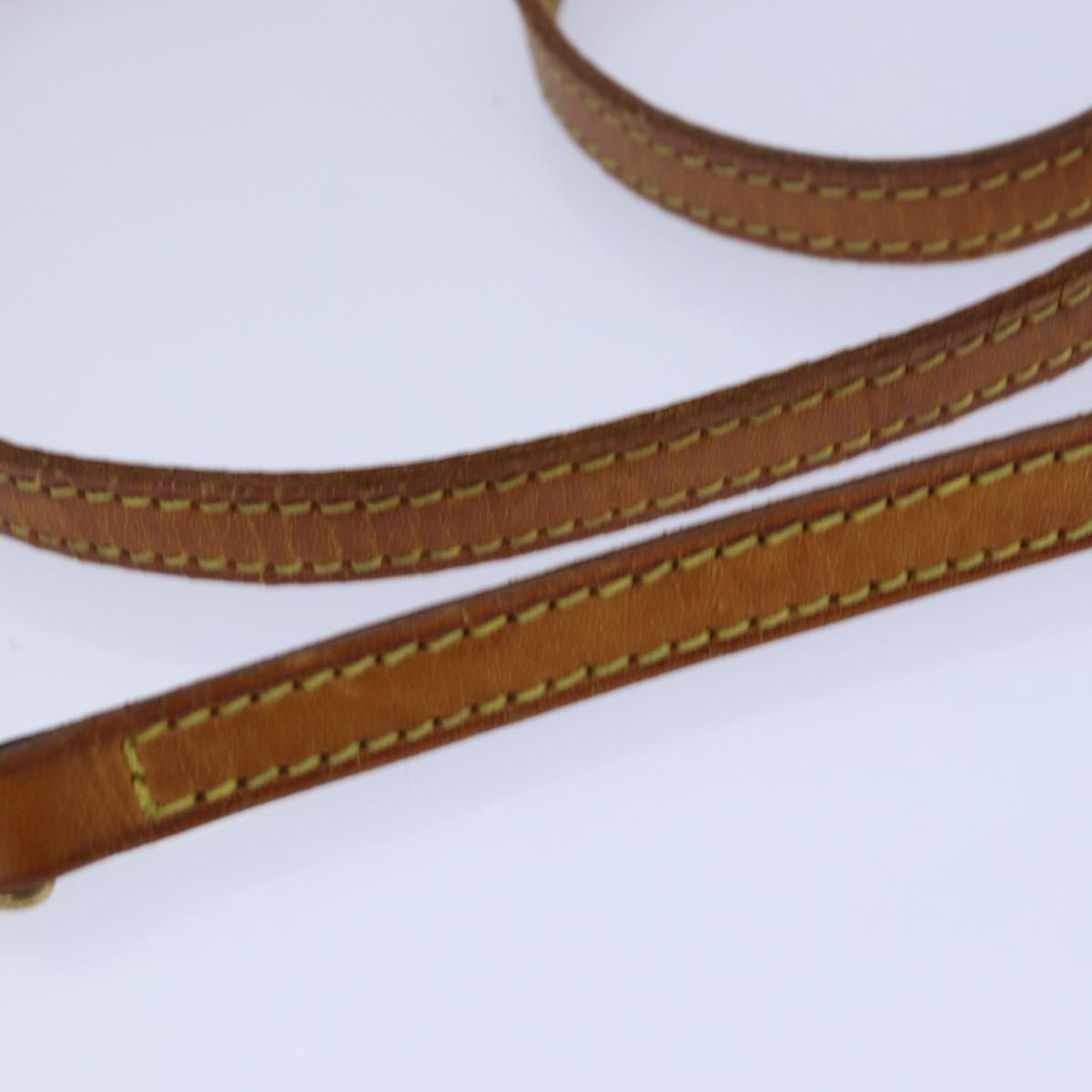 LOUIS VUITTON Shoulder Strap Leather 46.1"" Beige LV Auth 78874