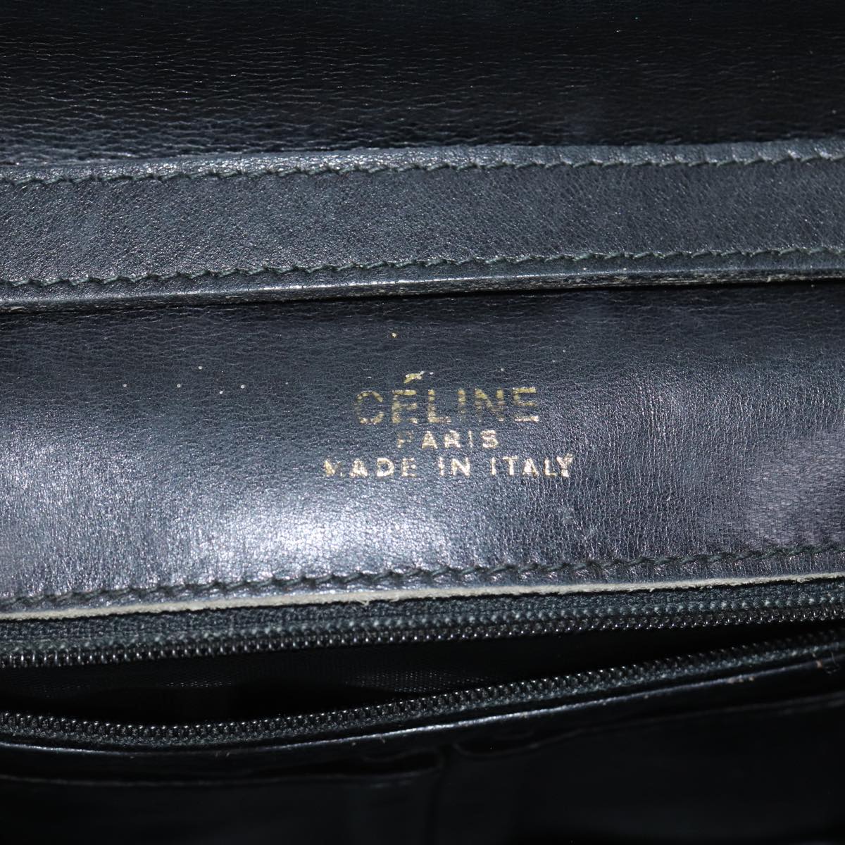 CELINE Shoulder Bag Leather Black Auth 78890