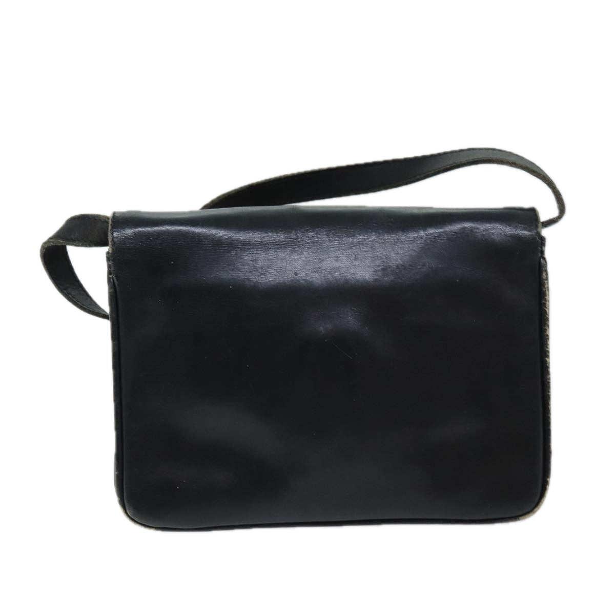 CELINE Shoulder Bag Leather Black Auth 78890