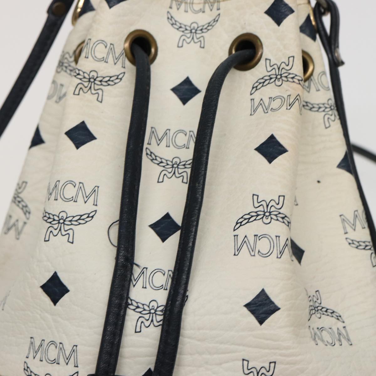 MCM Vicetos Logogram Purse Shoulder Bag PVC White Auth 78891