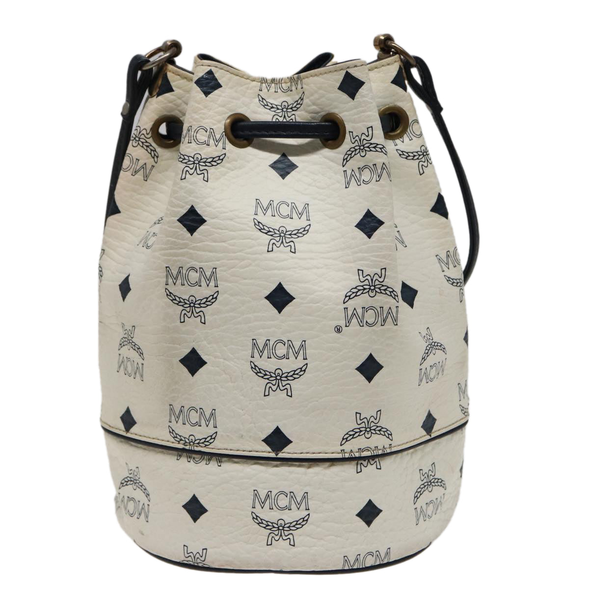 MCM Vicetos Logogram Purse Shoulder Bag PVC White Auth 78891