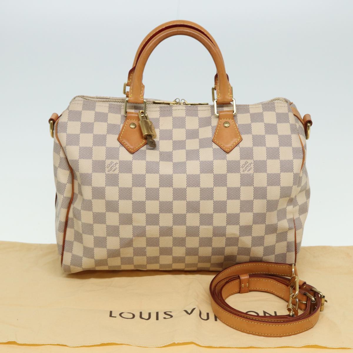 LOUIS VUITTON Damier Azur Speedy Bandouliere 30 Hand Bag 2way N41052 Auth 78898