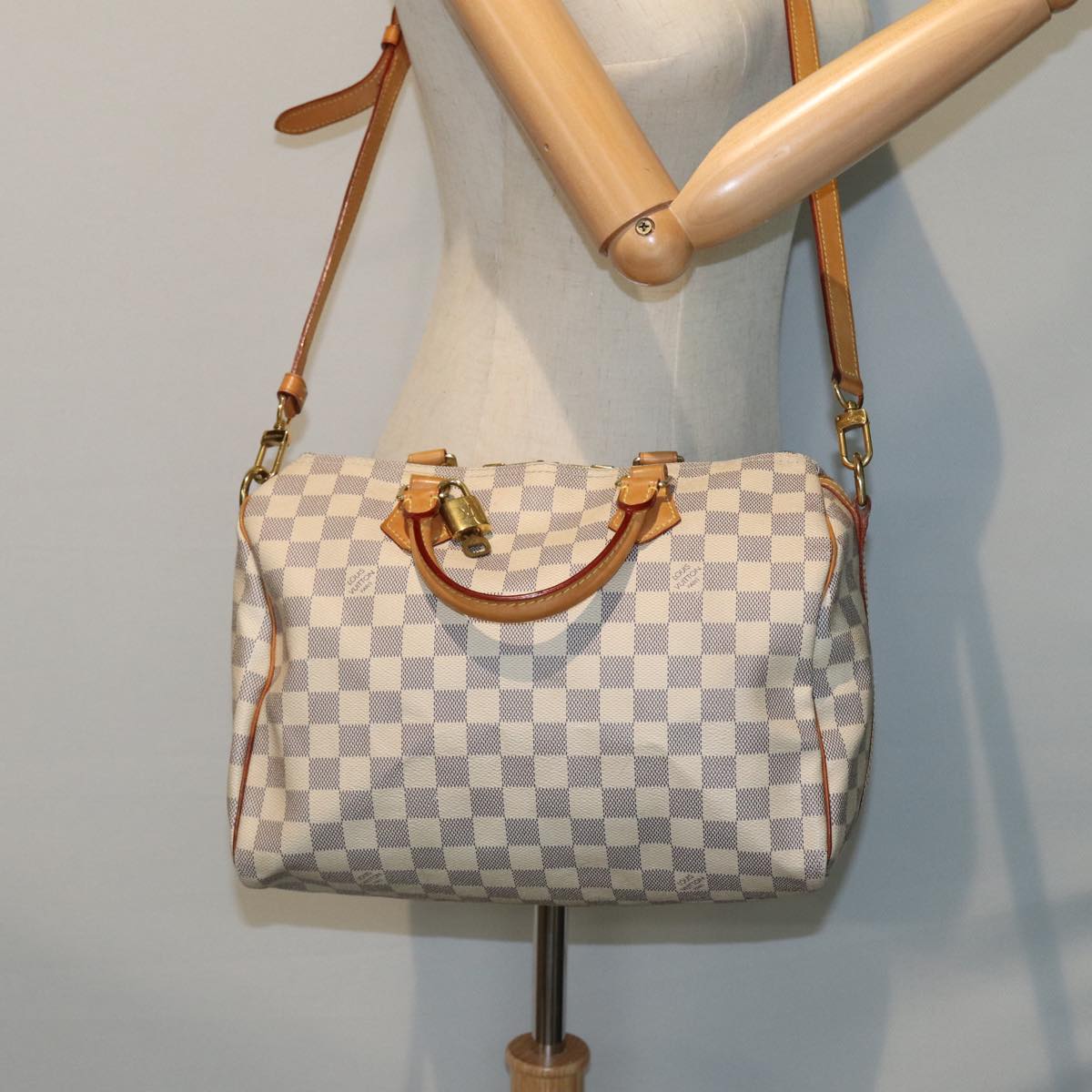 LOUIS VUITTON Damier Azur Speedy Bandouliere 30 Hand Bag 2way N41052 Auth 78898