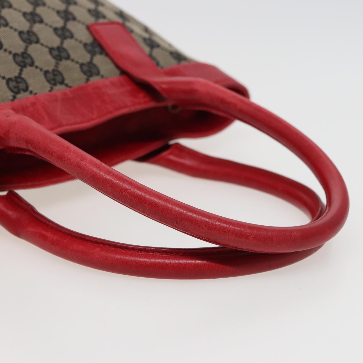 GUCCI GG Canvas Hand Bag Beige Red 002 1119 Auth 78907