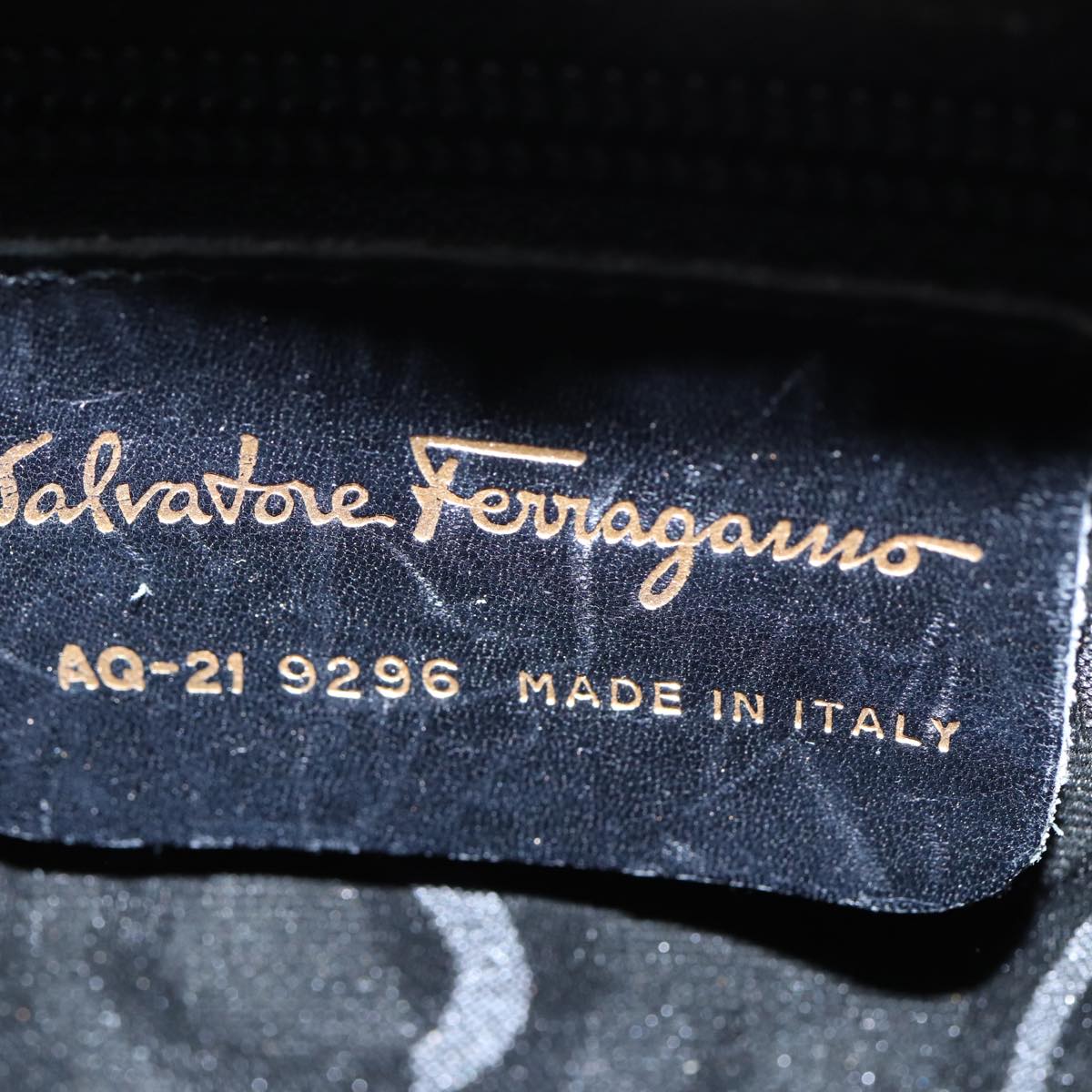 Salvatore Ferragamo Hand Bag Leather 2way Black Auth 78913