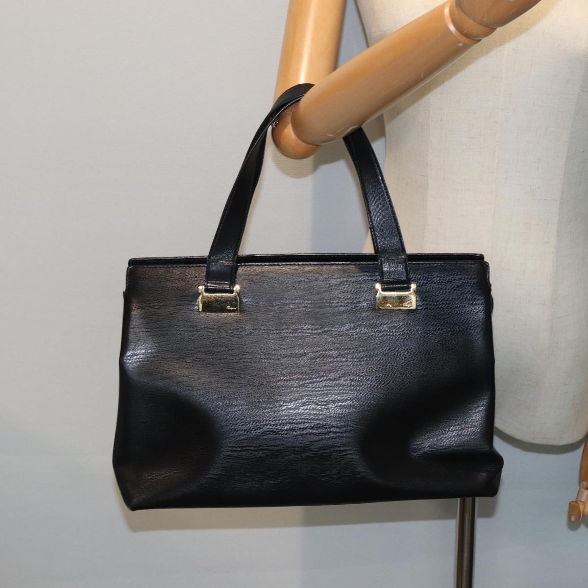 Salvatore Ferragamo Hand Bag Leather 2way Black Auth 78913