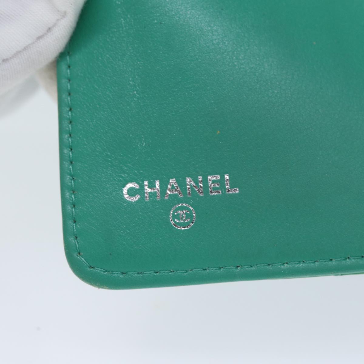 CHANEL Wallet Enamel Green CC Auth 78915