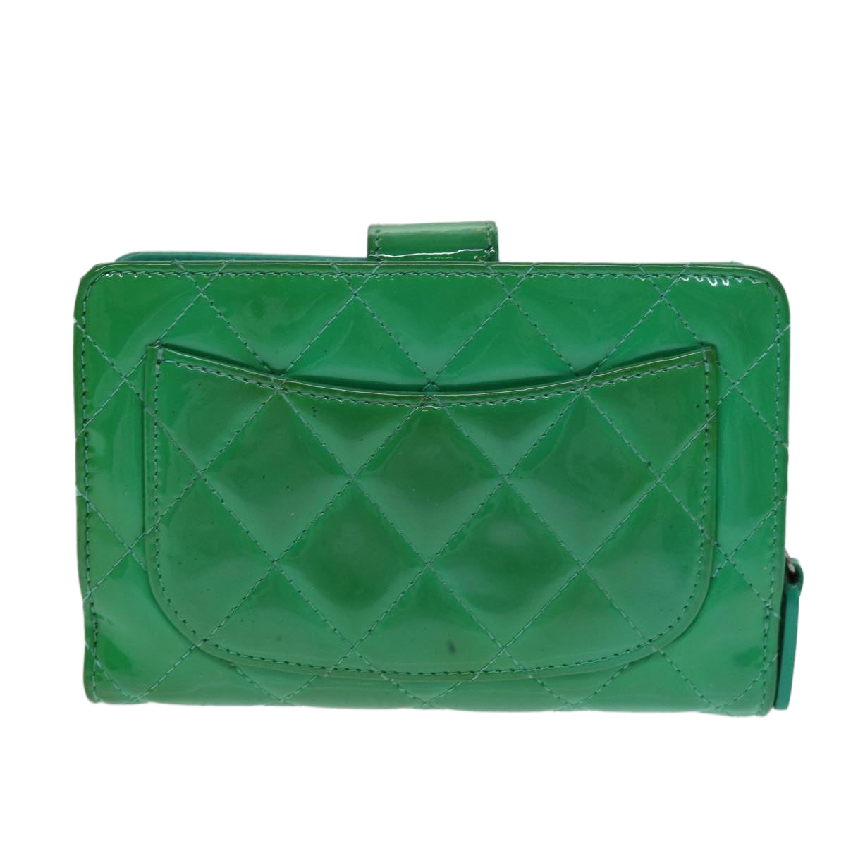 CHANEL Wallet Enamel Green CC Auth 78915 - 0