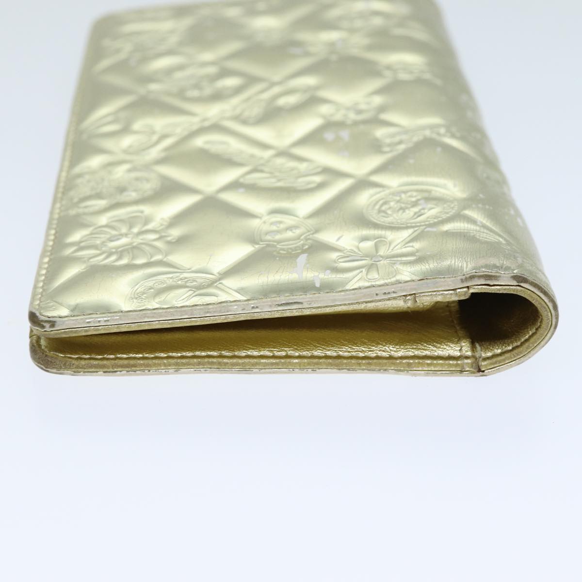 CHANEL Icon line Wallet Enamel Gold CC Auth 78916