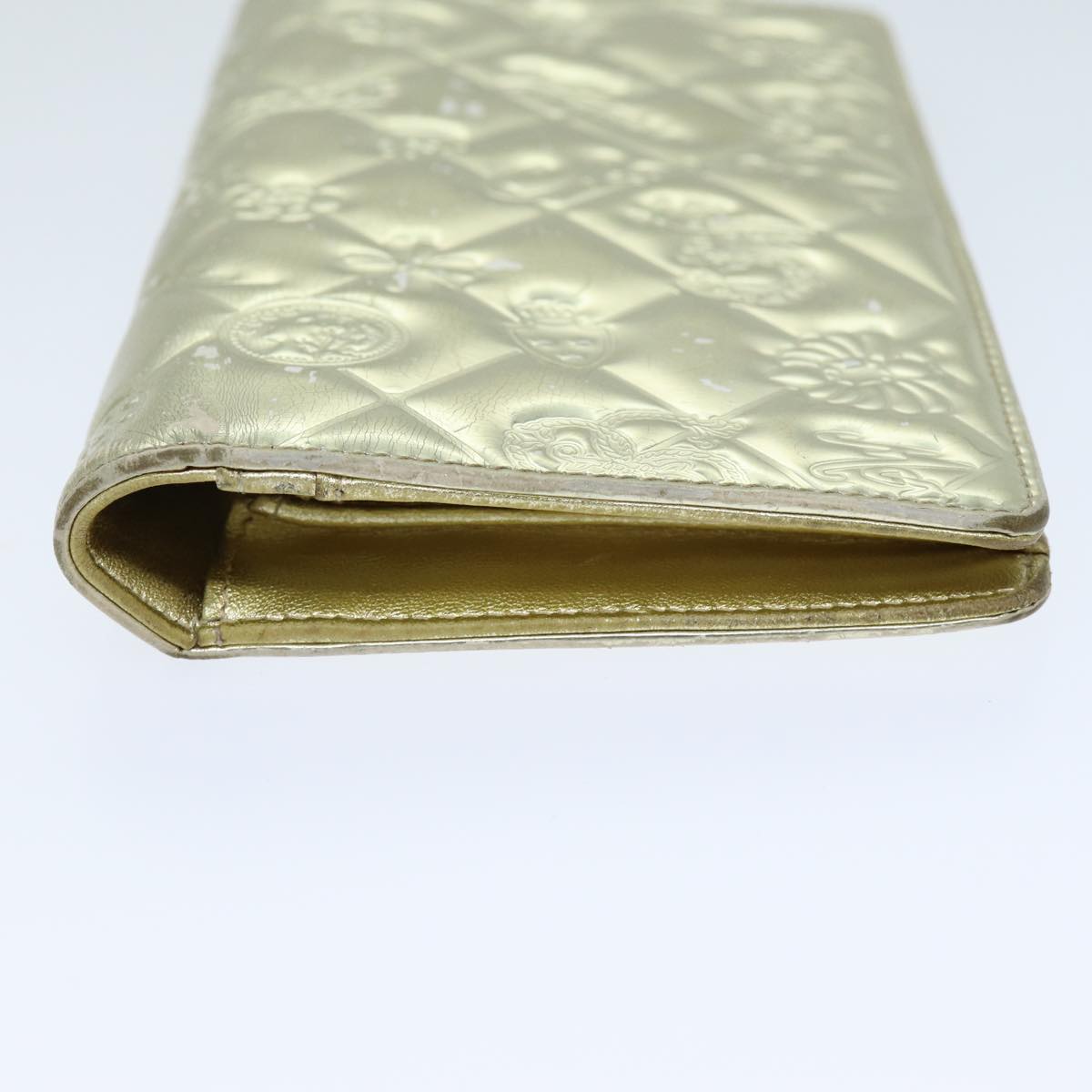 CHANEL Icon line Wallet Enamel Gold CC Auth 78916