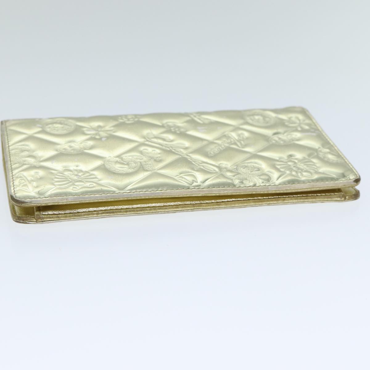 CHANEL Icon line Wallet Enamel Gold CC Auth 78916