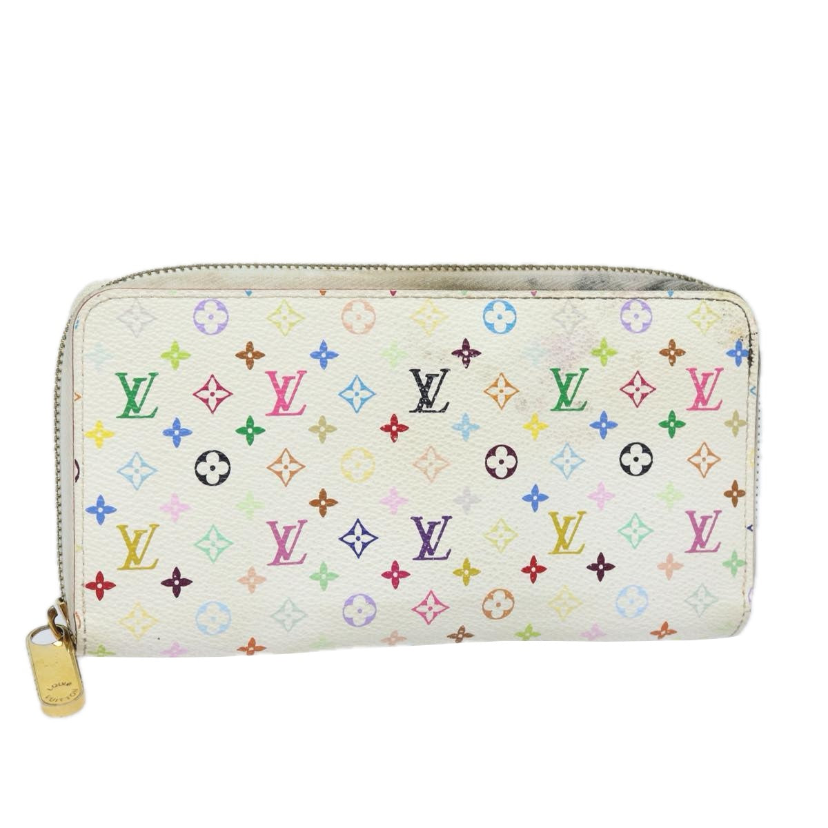 LOUIS VUITTON Monogram Multicolor Zippy Wallet White M60241 LV Auth 78954