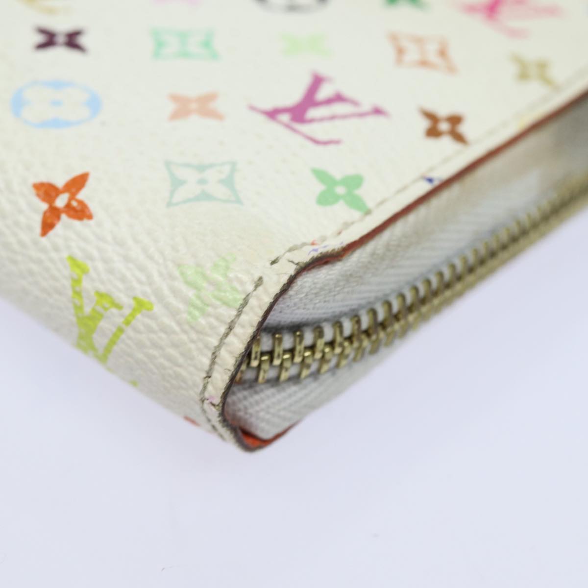 LOUIS VUITTON Monogram Multicolor Zippy Wallet White M60241 LV Auth 78954