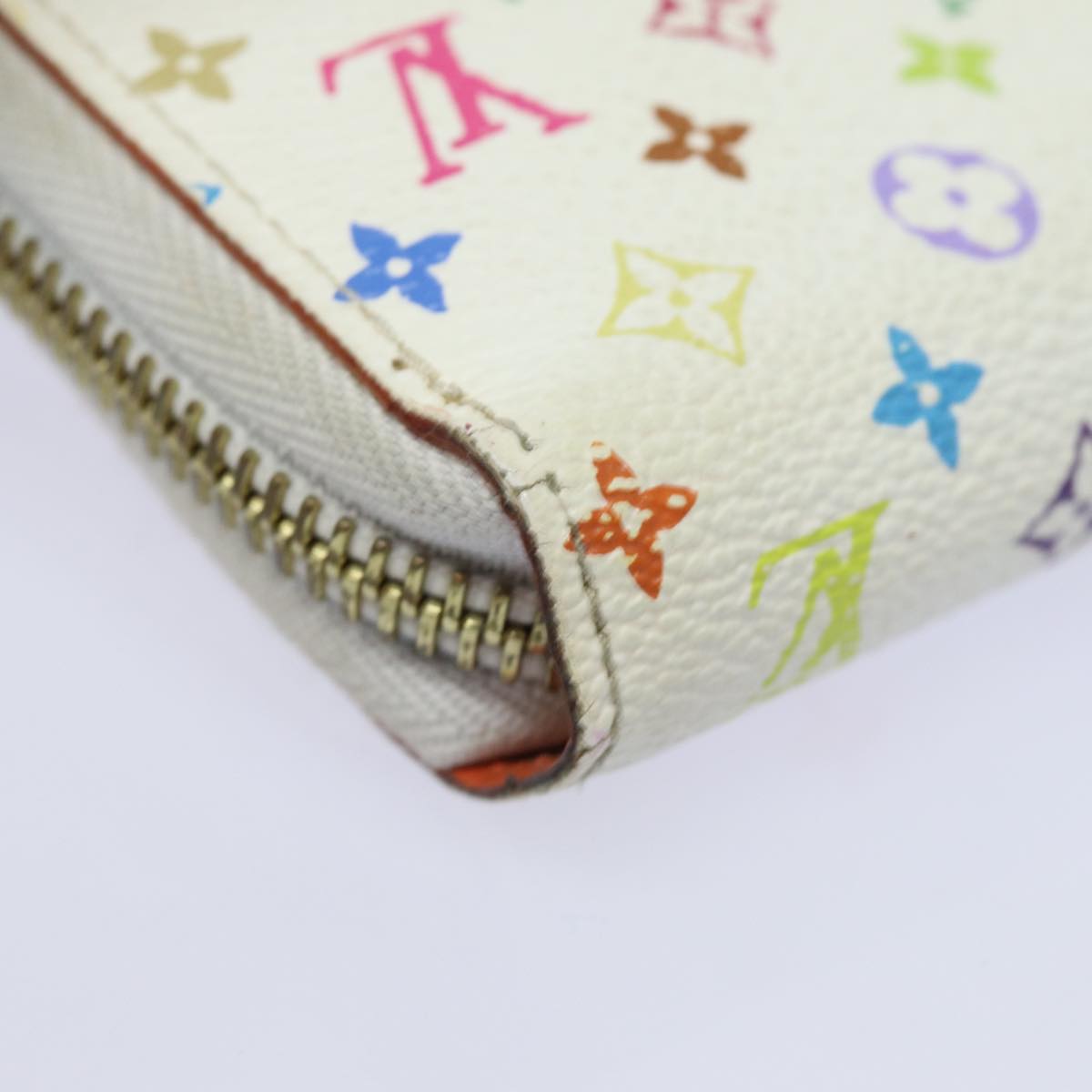 LOUIS VUITTON Monogram Multicolor Zippy Wallet White M60241 LV Auth 78954