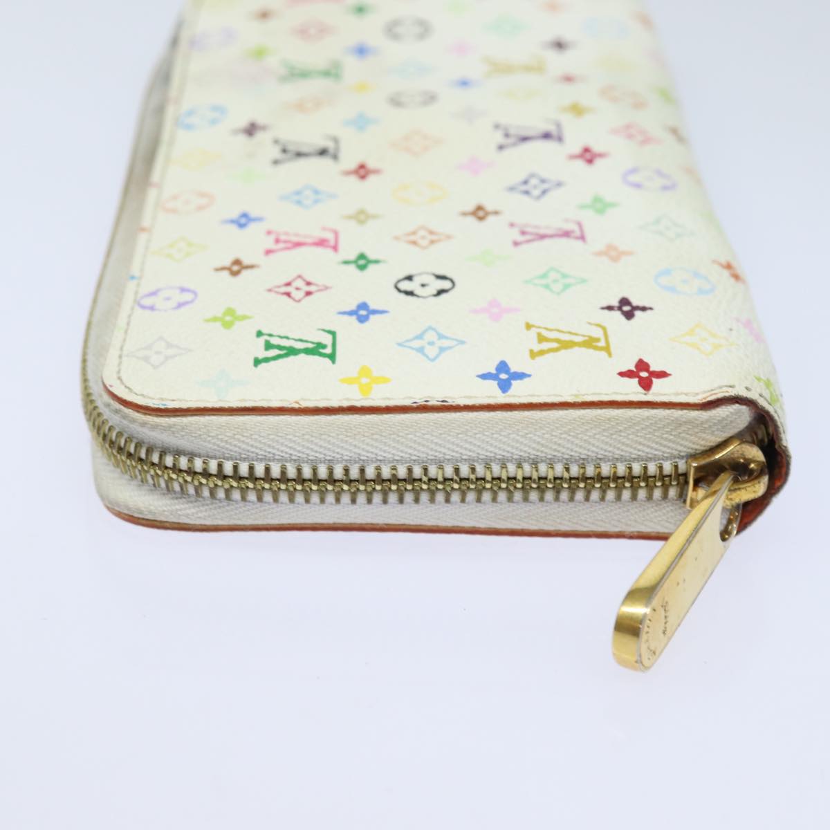 LOUIS VUITTON Monogram Multicolor Zippy Wallet White M60241 LV Auth 78954